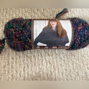 Lion Brand Multicolor Bouclé Yarn - Cozy Teal & Burgundy Blend